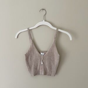 NWT Garage Ribbed Crop Tank Oatmeal Beige